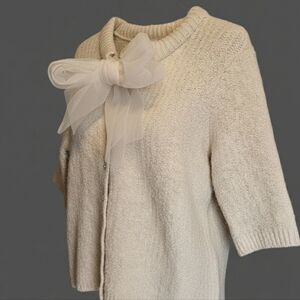 Philosophy Cream Knit Sweater with Sheer Bow